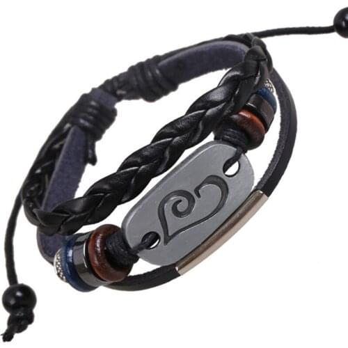 Fashion Punk Heart Charm Black Bracelet Wrap Beads Leather Retro LOVE Bangle Adjustable Multilayer Wristband Hiphop Jewelry Gift