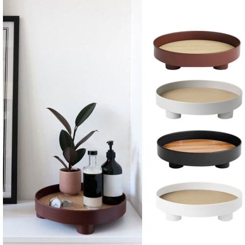 Fashion Plastic Nordic White Round Jewelry Tray Living Room Kitchen Table Meal Ring Trays Storage Sofa Tray with Handle Decor