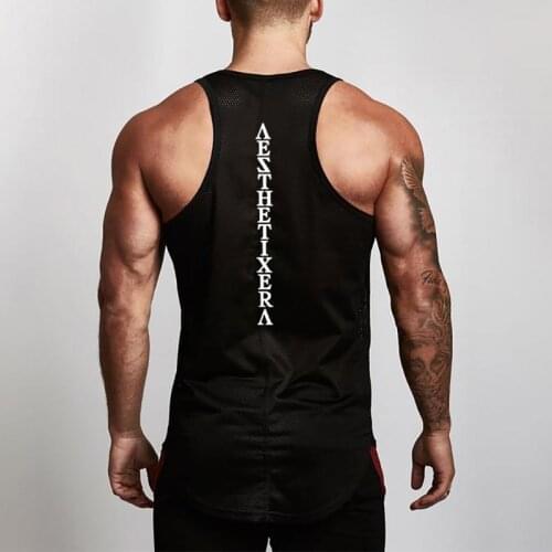 Mens Tank Top Fitness Singlets Mesh Brand Workout Fashion Casual Sleeveless Gym Tanktops Bodybuilding Vest Stringer Undershirt