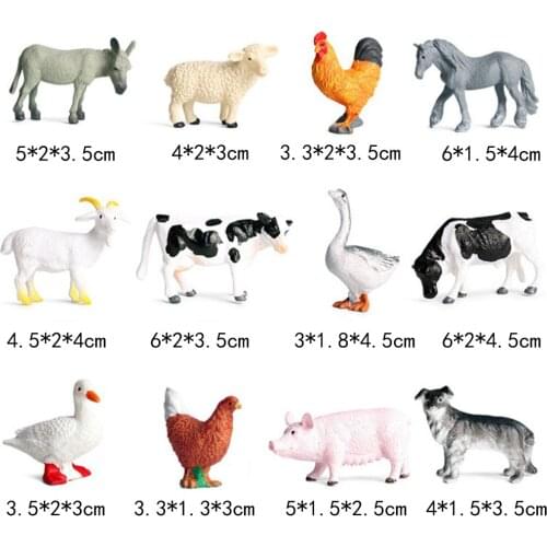 12x Farm Animal Models Toy Set, Realistic Zoo Animals Action Figure Toys, Educational Toy and Child Development Toy