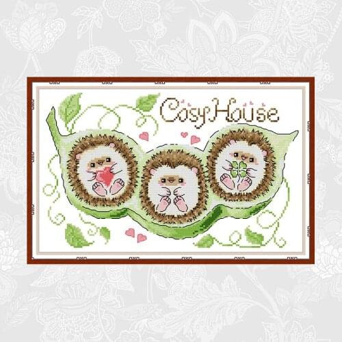 Pea House DIY Handmade Cross-stitch Kits Printed on Canvas 14CT 11CT DMC Embroidery Needlework Cross Stitch Semi-finished Sets