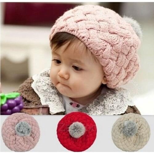 2018 New Baby Winter Hat Knit Crochet Baby Beret Girl Cap For Children Cotton Warm Cap Cute Warm Kid Beanie Unisex