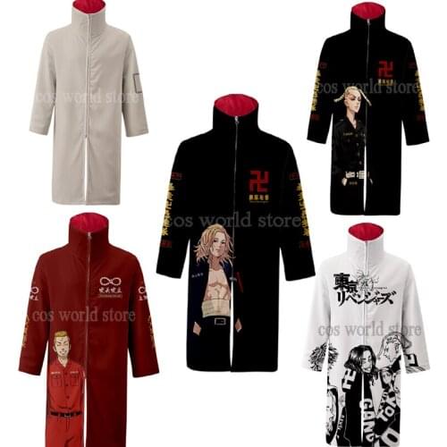 2021 New Tokyo Revengers Manjiro Sano Cosplay Costume Black Cloak Anime 3D Printed Robe Zipper Cardigan Sweater Coat For Unisex