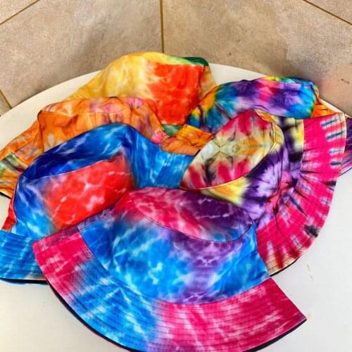 2021 New Womens Printed Sunhat Panama Tie-dye Fisherman Hat Hip Hop Goro Double-sided Bob Hat