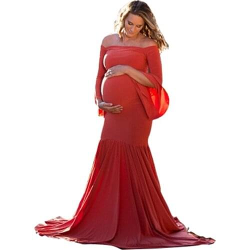 New Style Maternity photography props maxi gown Cotton Dress Fancy Photo Shoot pregnant clothing Romantic elegant dress