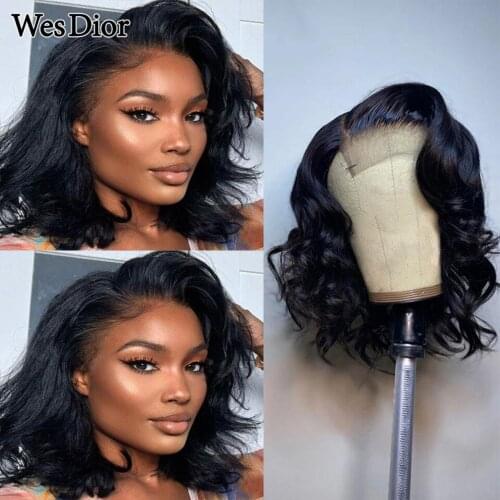 Body Wave Short Bob Lace Front Wig Brazilian Body Wave Human Hair Wigs With Baby Hair 4x4 Lace Closure Wigs For Women Preplucked