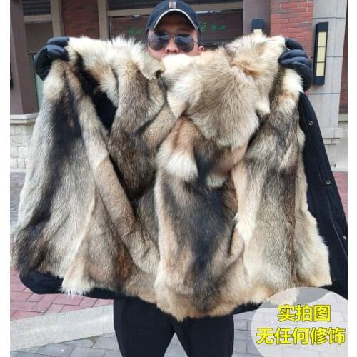 New mens natural fur parka winter thick warm jacket female 's down coat fashion detachable lining fox fur collar