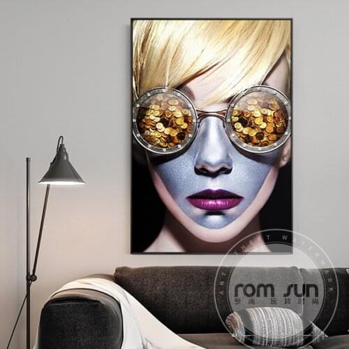 Modren Cool Punk Hipster Girl Canvas Cuadros Modern Poster Print Sexy Wall Art Painting for Living Room Girls Bedroom Home Decor