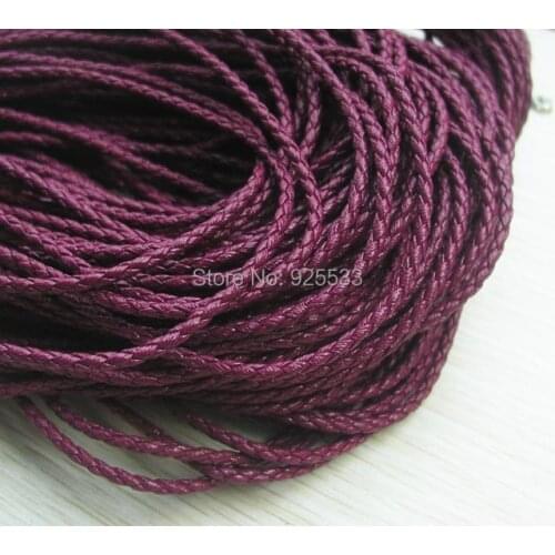 Free shipping 20m dark rose braid PU leather Beading Cord 3mm dia. Beading Wire Handcraft Accessory for bracelet & necklace