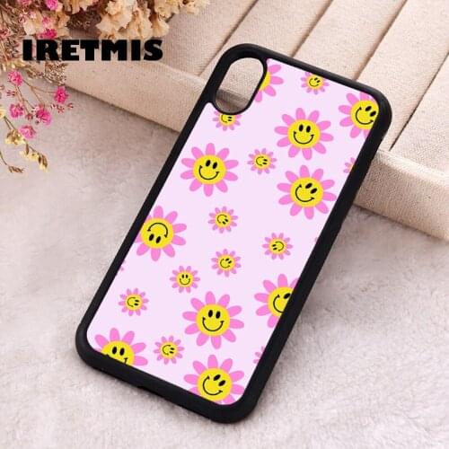 Iretmis 5 5S SE 2020 Phone Cover Case for iPhone 6 6S 7 8 Plus X Xs XR 11 12 Mini Pro Max Rubber Silicone Smiley Daisy In Lilac