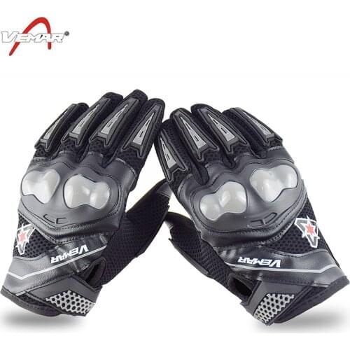 Vemar Motorcycle Leather Gloves Non-slip Protect Hard Shell Gloves Motocross Racing MTB ATV Guantes Street Moto Cycling Glove S1