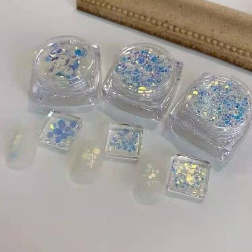 Mirror AB Color Sparkly Glitter Flakes For Nails 3 Sizes Chunky Sequins UV Gel Manicure 3D Mixed Decals For Nail Art Decoration