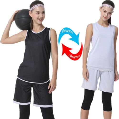 Women Basketball Jersey Suits Double Side Sports Sportswear Girls Custom DIY Training Sport Vest+Shorts Running Set