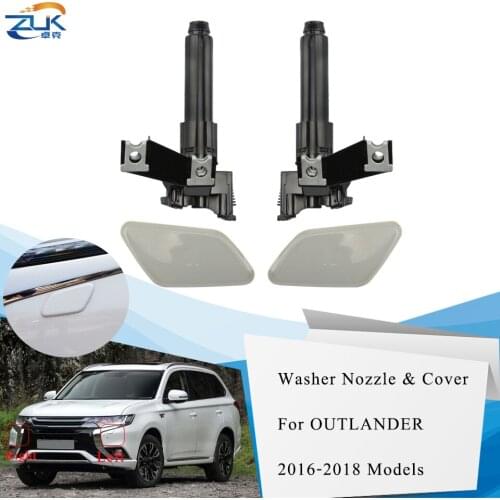 ZUK Front Headlight Head Lamp Washer Nozzle With Cover Lid Cap Shell Unpainted For Mitsubishi For Outlander 2016-2019