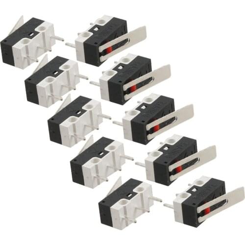 10 Pcs AC 125V 1A SPDT 1NO 1NC Momentary Long Hinge Lever Micro Switch