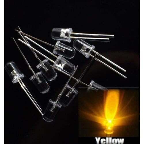 100pcs/ NEW 5mm Round Super Bright Yellow LED light Diode Kit