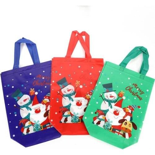 12 Pcs Reusable Christmas Gift Candy Bag Snowman Eik Bear Penguin Hangbag For Kids Home Xmas Party adornos de navidad