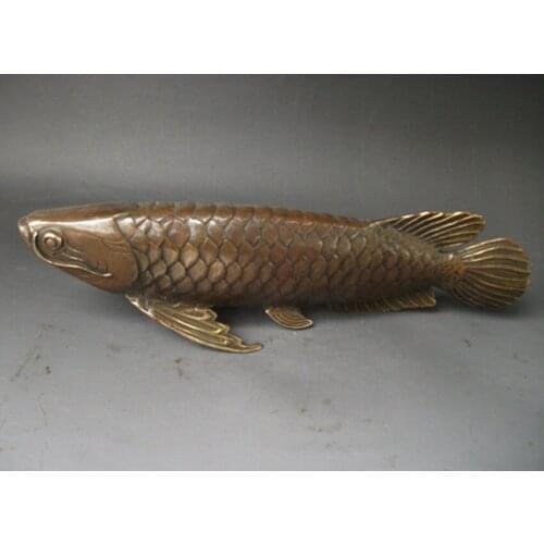 16.5" Elaborate Chinese Copper Fish Statue