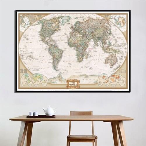 2011 Edition The World Physical Map With Population Density Dooge Projection Fine Canvas Painting For Home Wall Decor