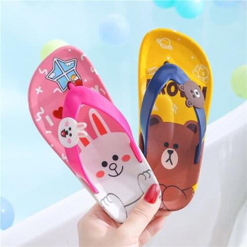 2020 New Summer Kids Slippers For Boys Girls Beach Flip Flops Lovely Baby Sandals Children Non-slip Korea Home Flat Casual Shoes