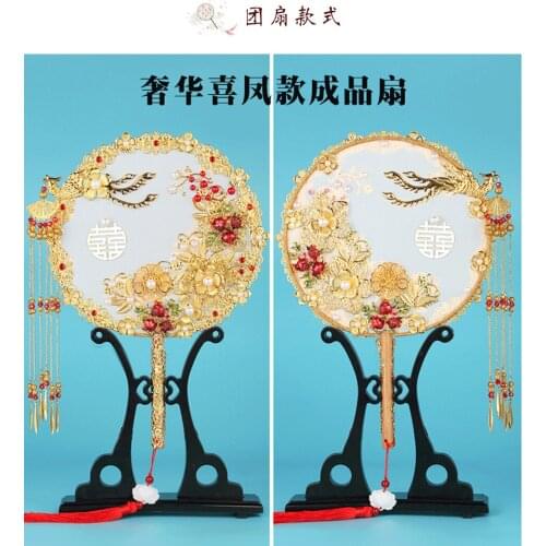 20201 Chinese Style Round with Wooden Handle Portable Printed Vintage Fan Dance Wedding Favors