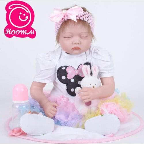 22"55CM Lovely Baby Doll Cloth Body Soft Vinyl Realistic Sleeping Reborn Bebe Baby Dolls For Kid Birthday Childrens Day Gift
