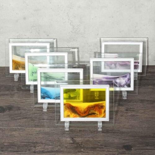 3D Dynamic Vision Flowing Sand Painting Glass Frame Moving Sand Picture with Abstractive Landscape Art for Home Office Decor