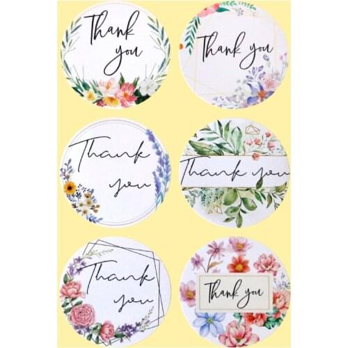 600pcs Handmade Natural Kraft Thank You Stickers Round Floral Gift Packaging Seal Labels Wedding Birthday Party Decor Sticker