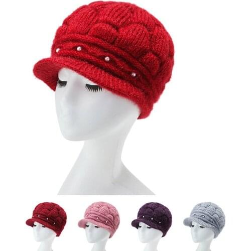 Middle-aged and Elderly Outdoor Thickened Mother Grandma Beret Winter Old Man Hat Women Plus Velvet Warm Knitted Woolen Hat