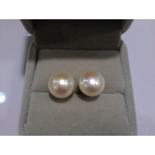 Free Shipping 11-12MM Natural Fresh Water Pearl Studs Earring 925 Silver Real Pearl Earring For Women fine jewelry