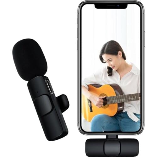Wireless Microphone Mini Portable Mic Live Radio Microphone Plug And Play Clip-on Lavalier Microphone Studio For IOS or USB-C