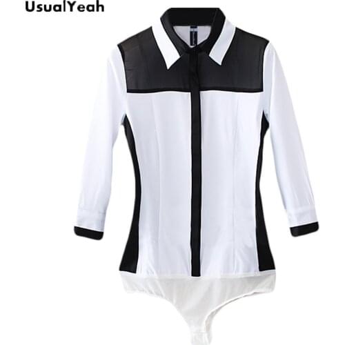 New 2017 Women fashion OL three quarter sleeve chiffon patchwork Casual Body blouses shirt work wear blusas S M L XL XXL SY0181