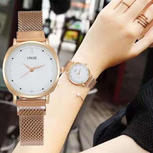 Luxury Simple Crystal Dial Women Watches Fashion Rose Gold Magnet Buckle Ladies Quartz Wristwatches Simple Female Watch Gifts