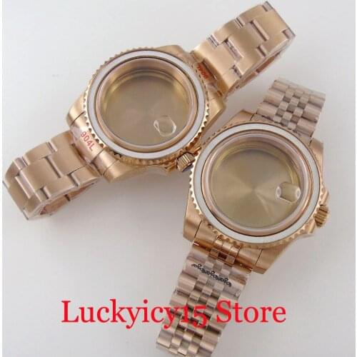 40mm Rose Gold Coated Watch Case Jubilee Band fit ETA 2836 MIYOTA 8215 821A DG MINGZHU 2813 Jubilee/Oyster Band