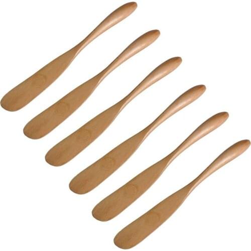 Wooden Butter Knife Cheese Spreader 6.5 Inch, Jam Knife Butter Cake Knife Mask Knife 6 Pieces