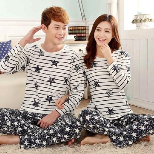 For couples cartoon Sleepwear Women men long sleeved Soft Loose Nightwear Large Size Pyjama Comfort Nighty suit Designer pajamas