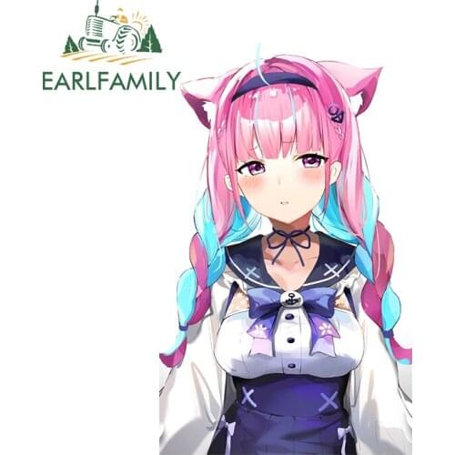 EARLFAMILY 13cm x 8cm for Hololive Minato Aqua Neko Car Stickers Anime Funny Decals Car Accessories Motorcycle Helmet Decor