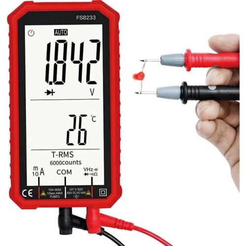 FS8233 Digital Smart Multimeter Transistor Testers 6000 Counts True RMS Auto Electrical Capacitance Meter Temp Resistance
