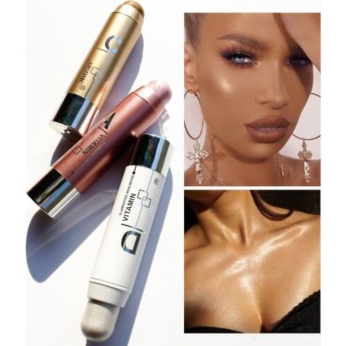 The New Three-dimensional Highlight Stick Highlighter Face Eye Makeup Brighten Waterproof High-gloss Cosmetics 4 Colors