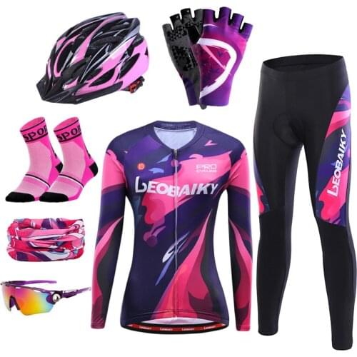 Breathable Summer Long Sleeve Cycling Clothing Women Mtb Bike Jersey Set Pro Team Road Bicycle Wear Equipment Riding Suit Female