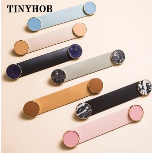 Leather+Natural Stone+Brass Cabinet Knob and Handle Pitch-row 96mm/128mm Childrens Cabinet Handle Drawer Pull Furniture Handle