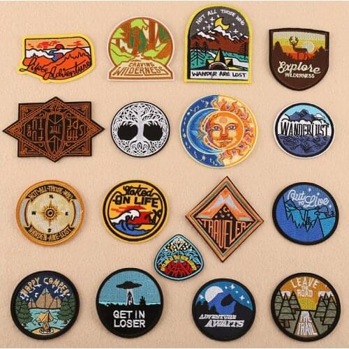 20pcs/lot Round Embroidery Patch Letter Camp Lost Clothing Decoration Accessories Strange Things Diy Iron Heat Transfer Applique