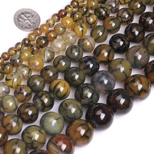Yellow Crackle Agates Round Beads For Jewelry Making Strand 15 inch DIY Bracelet Necklace Jewelry Bead 6mm 8mm 10mm 12mm 14mm