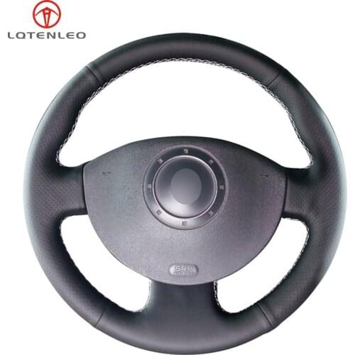 LQTENLEO Black PU Artificial Leather Car Steering Wheel Cover for Renault Megane 2 2003-2008 Kangoo 2008-2012 Scenic 2 2003-2009