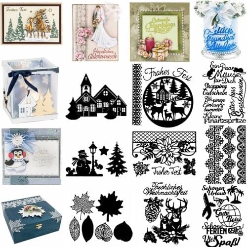 House Deer Flower Leaves Christmas Letter Sentence Animals Metal Cutting Dies Diy Make Cards New Stencils Scrapbook Craft New