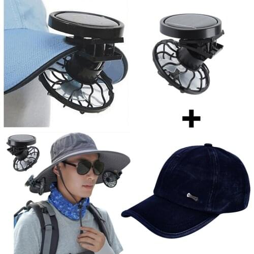 Clip-on Hat Mini Solar Powered Fan with Baseball Cap Air Cooling Fan E