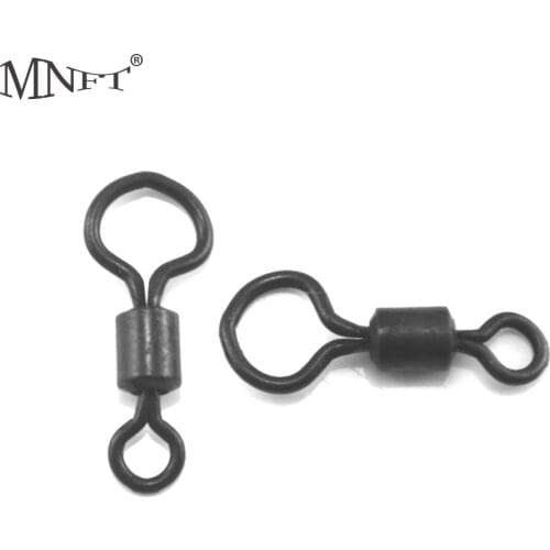 MNFT 200Pcs Matte Black Fishing Carp Rigs Long Body Large Eye Fishing Swivel Connector Carp Fishing Accessories