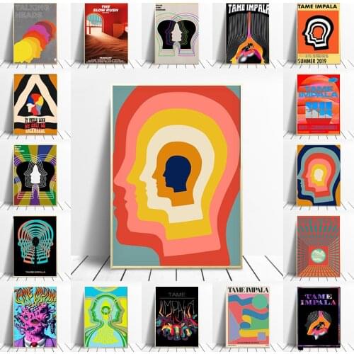 Music poster in Glastonbury Tame Impala Gig canvas poster retro abstract geometric painting color header wall picture living roo