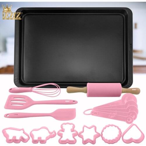 EHZ Bakeware Set 16PCS Cookie Mold Non-stick Pizza Cookie Sheet Silicone Spatula Rolling Pin Parent-child DIY Kitchen Bake tool