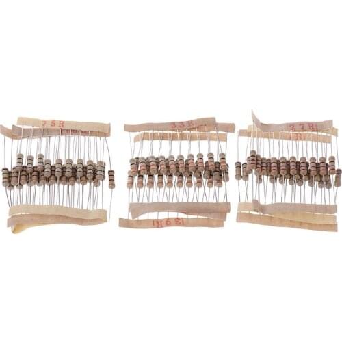 300Pcs Resistor Kits 1W 5% 0.1-750 Ohm Carbon Resistor 30 Values Resistance Set 634B